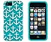 DandyCase 2in1 Hybrid High Impact Hard Nautical Anchor Pattern + Teal Silicone Case Case Cover for Apple iPhone 5S & iPhone 5 (not 5C) + DandyCase Screen Cleaner