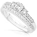 7/8ctw Three Stone Round Diamond Wedding Ring Set in 14kt White Gold (HI/I1-I2)