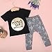 Summer Baby Boy Cotton Letters Printed T-Shirt+Pants 2pcs Clothes Set Black