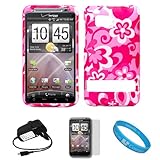 Pink Tropical Flower Durable 2 Piece Protective Crystal Hard Shield Guard C ....