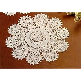 Doilies, Round, Crochet, Vinyl, 12 Inch, Set of 8, Reusable, White by 