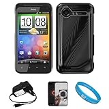 Black Metallic Cosmo Wave Design Protective Snap-On Case Cover for HTC Droi ....