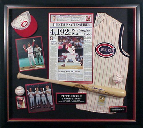 Pete Rose Cincinnati Reds Large Autographed Collage Shadow Box