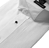 Tuxedo Shirt - 1/8 Inch Pleat Wing Collar Poly Cotton White