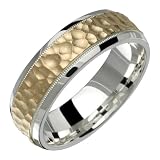 Giorno - Hammered Two Tone Comfort Fit Wedding Band Custom Made!