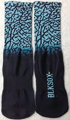 Medium BLK SOX INK Teal Cement Sublimation Print Crew Socks M