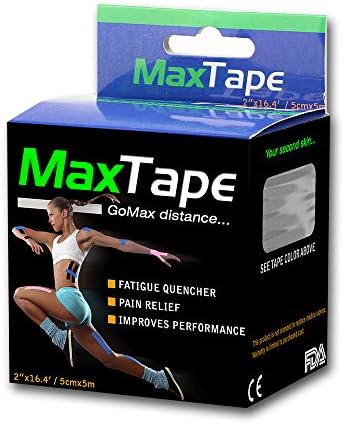 Kinesiology Tape MaxTape Elastic Kinesio Tape for Athletes - Therapeutic Sports Tape for Injury and Performance - Ideal for Knee, Shoulder, Elbow, Ankle, Back, Neck Pain and Much More - Superior Waterproof Technology and Adhesion - Latex Free - 2 inches x 16.4 feet - 100% Lifetime Guarantee*