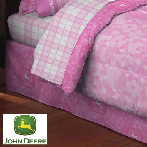 John Deere Pink Camo Bedskirt-Queen Size