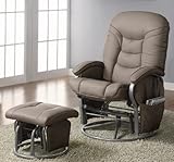 Deluxe Swivel Glider and Ottoman in Beige Leatherette