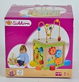 Eichhorn 100005060 - kleines Spiele Center - 15,5x15,5x29,5cm - Motorikschleife / Drehspiel / Steckspiel / Sortierspiel - inklusive 4 Steckbausteine -