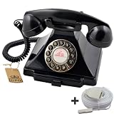 1929S Retro Vintage Push Button Telephone GPO Carrington Black, ProTelX, Plus BT 10m Telephone Extension Cableby ProTelX