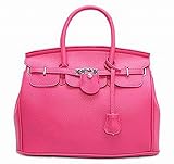 手提げ 大容量 ハンドバッグ トートバッグ 手提げカバン 手提げバッグ 手提げ鞄 エディターズバッグ カジュアルバッグ バーキン 南京錠付き 底鋲付き バッグ ジップポケット 革 レディース bag 大きいサイズ シンプル カジュアル 女性 無地 大人 上品 通勤 黒 白 旅行用品 (ピンク)