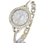 Stylish Silver Tone Round Ladies MOP Dial Analog Bracelet Watch Japan Movement