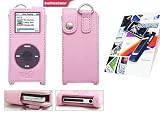 Pink Leather Case for Apple Ipod Nano + Screen Protector Ipod Nano LCD Protective-film