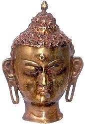 Buddha Head Brass Statue 7 x 5 x 11 inches (mst261)