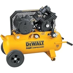 DEWALT D55395 Heavy-Duty 10 Amp 3 Horsepower 230-Volt 17 Gallon Dual Control Oiled Wheeled Single Hot Dog Compressor