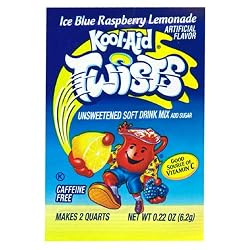 Kool-Aid Twists Ice Blue Raspberry Lemonade Unsweetened Soft Drink Mix, 0.22-Ounce Packets (Pack of 96)