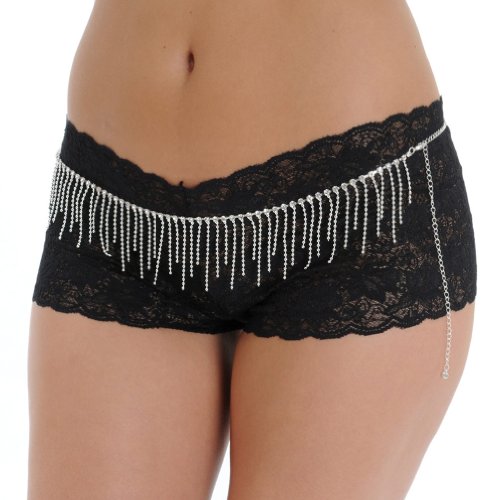 Silver Tone Beady Dangling Belly Chain Crystal Rhinestone Accents SeXy Clubing Adjustble
