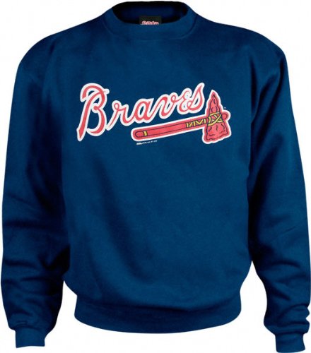 Atlanta Braves Navy Primary Logo Crewneck Sweatshirt
