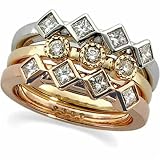 Tricolor Designer Style Diamond Anniversary Band