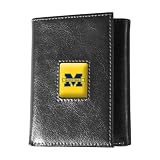 Michigan Wolverines Black Leather Tri-Fold Wallet