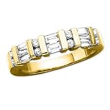 14K Yellow Gold 1/2 ct. Round and Baguette Cut Diamond Anniversary Ring (Higher Quality)