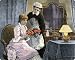 Mouse Mats of Victorian lady and her maid admiring a bouquet, 1800s from North Wind Picture Archives