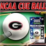 Georgia Bulldogs NCAA Logo Billiards Pool Cue Ball w/ Wood Display Stand