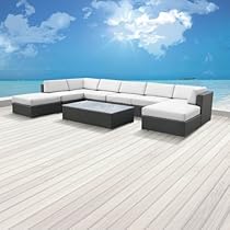 Big Sale Luxxella Outdoor Patio Wicker MALLINA Sofa Sectional Furniture 9pc All Weather Couch Set OFFWHITE