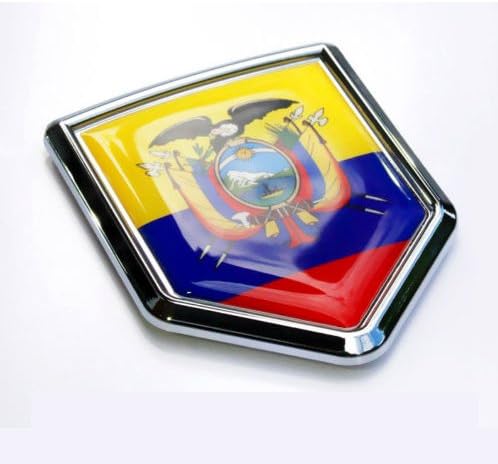Ecuador Flag Emblem Chrome Car Auto Decal Bumper Sticker