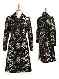 Review   / Silk Brocade Lined Coat - Black with Gold Blossoms