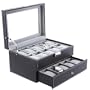 Songmics Neu Uhrenbox f�r 20 Uhren Uhrenkasten Leder Schwarz JWB006