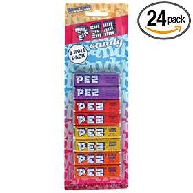 PEZ Assorted Fruit Candy Refills, 8-Pack Packages (Pack of 24)