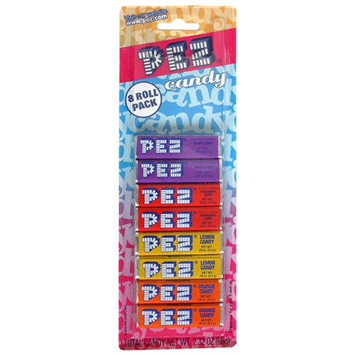 PEZ Assorted Fruit Candy Refills, 8-Pack Packages (Pack of 24) by Pez