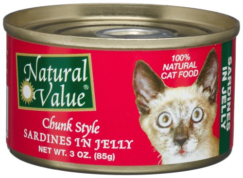 Natural Value Cat Food, Chunk Style Sardines In Jelly, 3-Ounce Cans (Pack of 48)