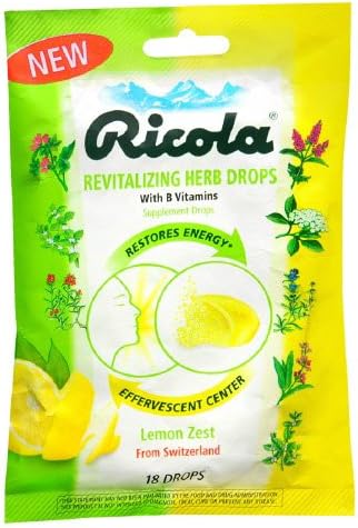 New - Ricola Herb Drops - Revitilizing - Lemon Zest - 18 Count - 1 Case
