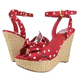 Leanne13B Bow Front Wedge Sandal RED