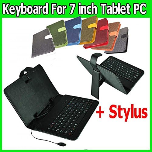 For 7 Inch Tablet Pc Micro Usb Keyboard Woven Pattern Case With Stylus Pen