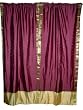 2 Eggplant Purple Artsilk Sari Curtains Drapes Panels Window Dressing 95