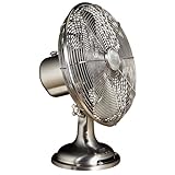 Hunter 90021 12-Inch Oscillating Table Fan, Brushed Nickel