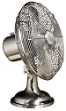 Hunter 90021 12-Inch Oscillating Table Fan, Brushed Nickel