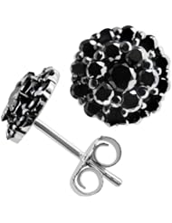 0.70 Carat Fancy Black Diamond Stud Earrings Push Back 14k White Gold