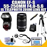 Canon EF-S 55-250mm f4.0-5.6 IS Telephoto Zoom Lens for Canon Digital SLR Cameras Accesory Kit