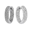 10k White or Yellow Gold Inside-Out Pave Diamond Hoop Earrings (3/4 cttw, H-I Color, I2-I3 Clarity)