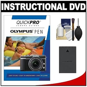 QuickPro Camera Guides for Olympus Pen Digital Cameras Instructional DVD with BLS-1/BLS-5 Battery + Cleaning Kit for E-P1, E-PL1, E-P2, E-PL2, E-P3, E-PL3 & E-PM1