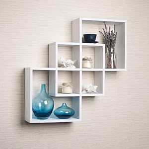 Intersecting Squares Decorative White Wall Shelf