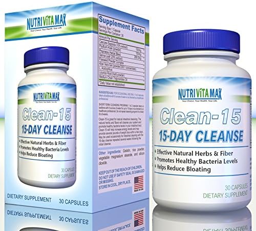 Clean-15 (Mix&amp;Match SALE: Get 3 of ANY NutriVitaMax Products for the price of 2!) - 15-day Cleanse with Natural Herbs &amp; Fiber. Cleanse Your System Naturally! Increase Your Energy Levels As You Lose Weight