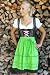 Trachten Dirndl-Set, 3-teilig, Midi, kurz, inkl. Schürze und Bluse, schwarz mit Strass-Steinen, Punktemuster und 