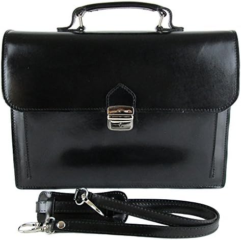 GENUINE Italian Leather TRIPLE Gusset Briefcase / Attaché / Satchel w/Shoulder Strap. Made in ITALY