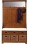 Craftsman Hall Tree With 3 Wicker Baskets, 3-BASKET, DARK OAK